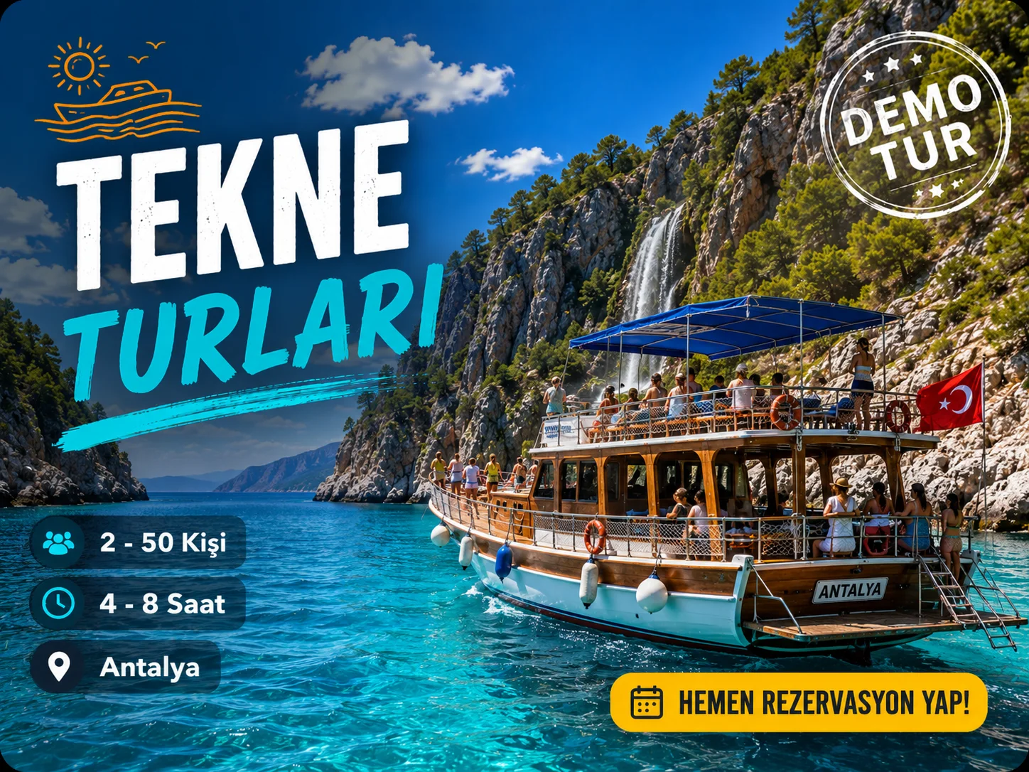 Kemer Üç Adalar tekne turu